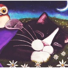 Схема вышивки «Мышка Сови Котик и Совёнок»