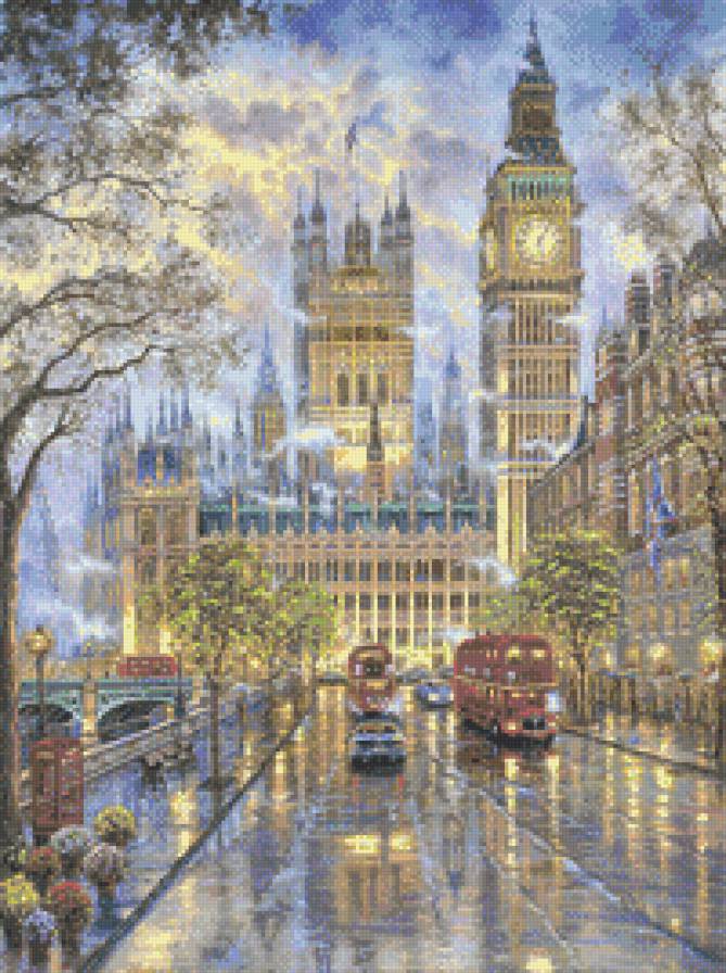 город - улица, люди, живопись, городской пейзаж, вечер, город, картина - предпросмотр