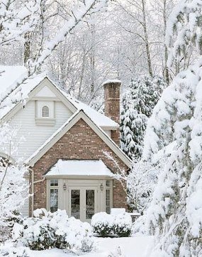 Зимний день - деревья, дом, снег, день, зима - оригинал