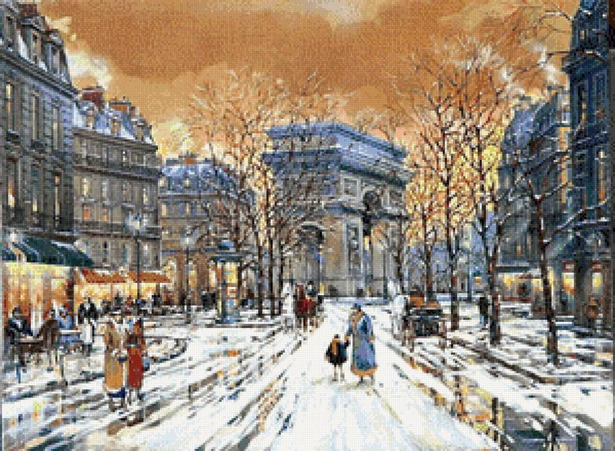 город - город, картина, улица, люди, живопись, городской пейзаж - предпросмотр