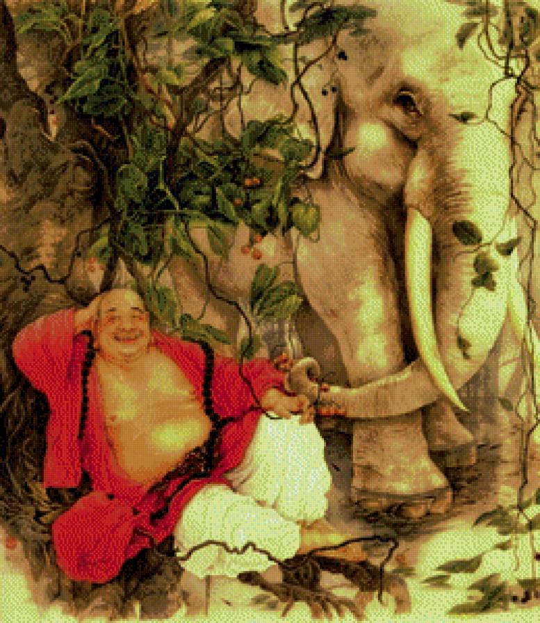 Китаец со слоном - предпросмотр