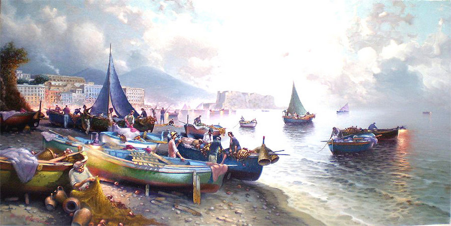 Рыбаки - рыбаки, лодки, море, красота - оригинал