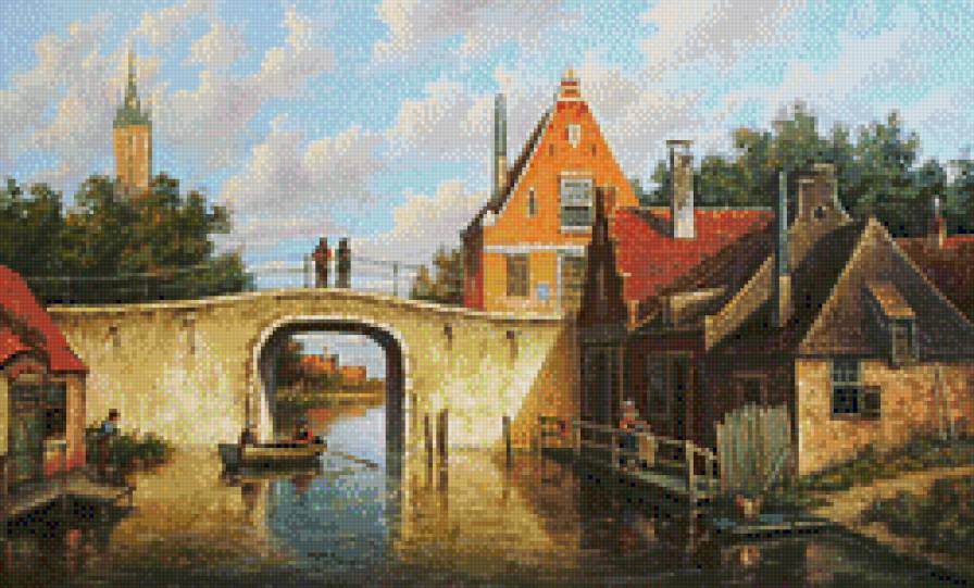 город - улица, живопись, городской пейзаж, люди, картина, город, вечер - предпросмотр