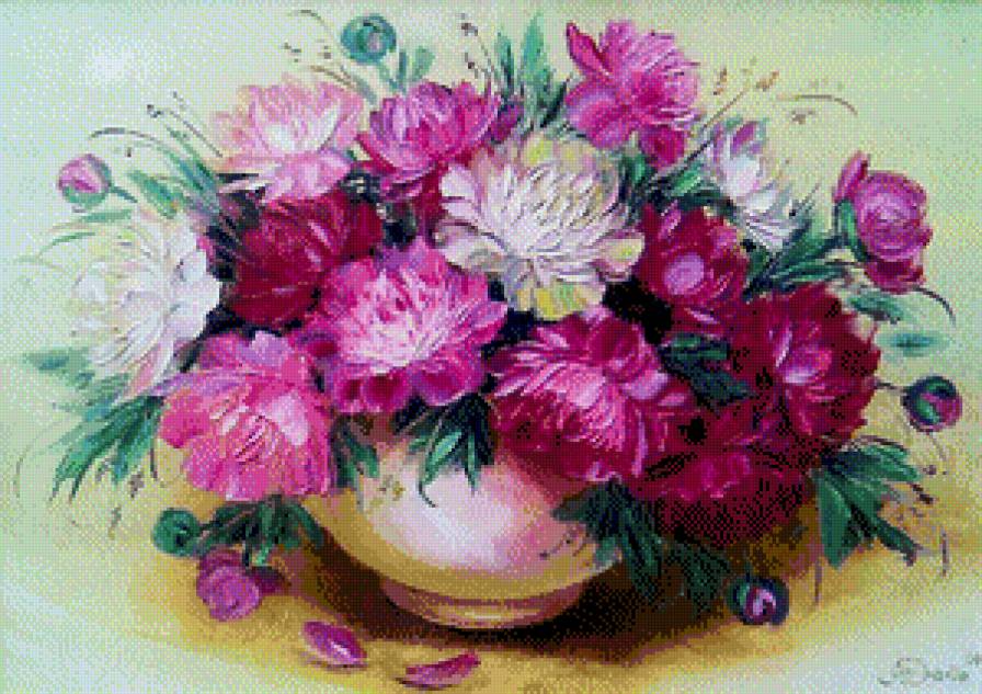 цветы - живопись, картина, цветы, ваза, красота - предпросмотр