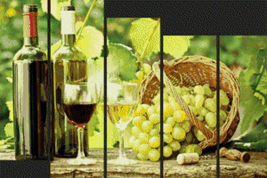 вино и виноград - модульная картина, вино, виноград - предпросмотр