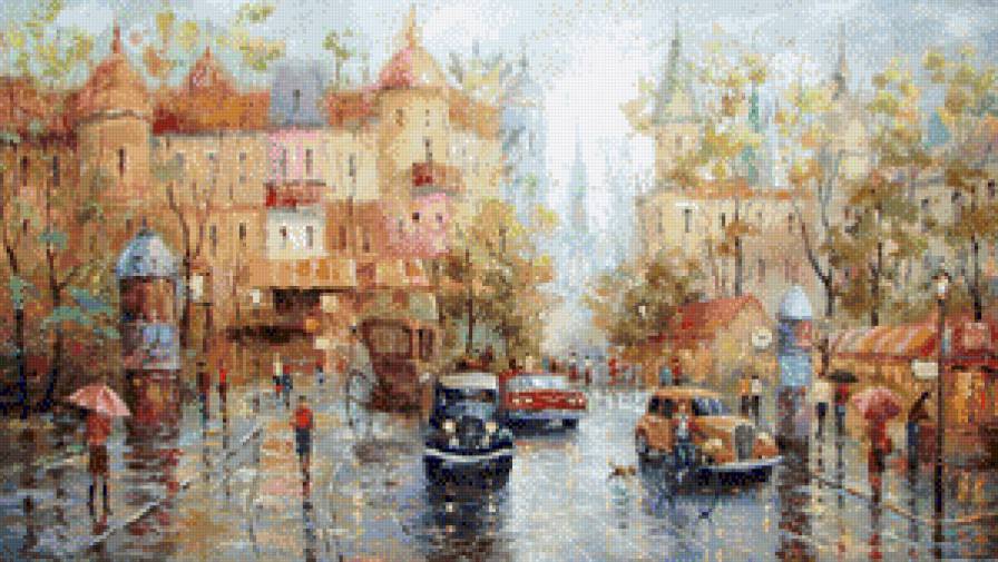 город - люди, улица, живопись, городской пейзаж, картина, город - предпросмотр