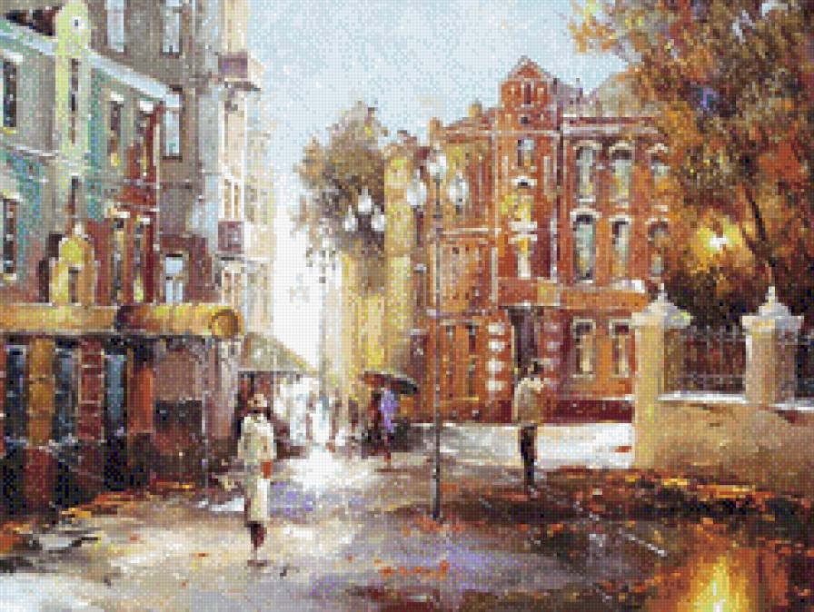 город - город, картина, улица, городской пейзаж, живопись, люди - предпросмотр