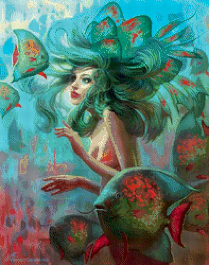 Водная нимфа - девушка, русалка, нимфа - предпросмотр