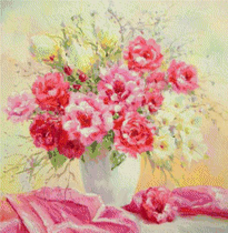 Яркий букет - живопись, искусство, цветы, картина - предпросмотр