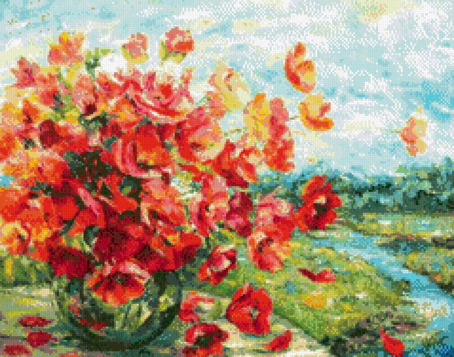 Букет маков - картина, искусство, живопись, цветы - предпросмотр