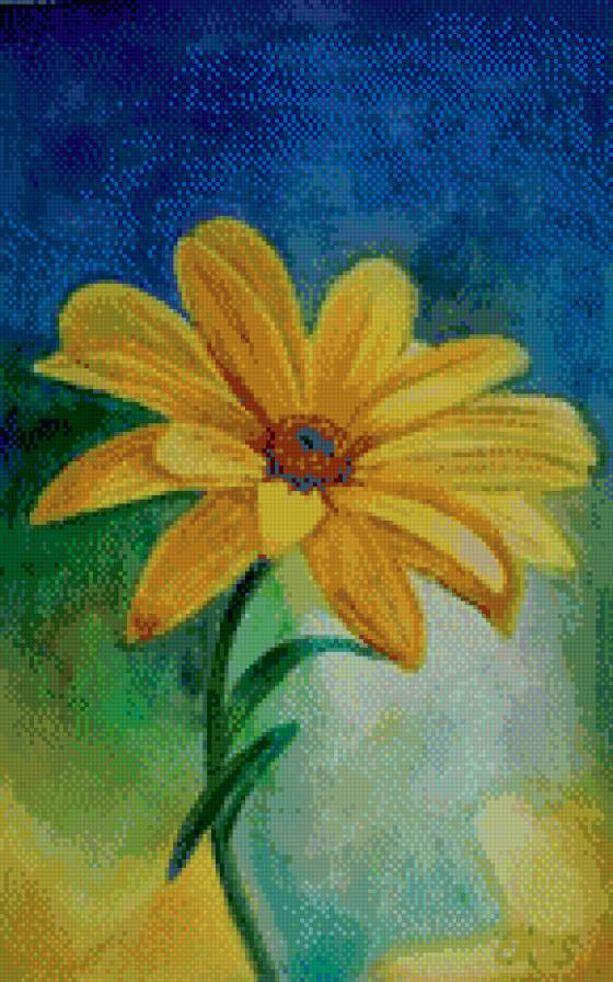 Желто-синие тона - цветы, картина, искусство, живопись - предпросмотр