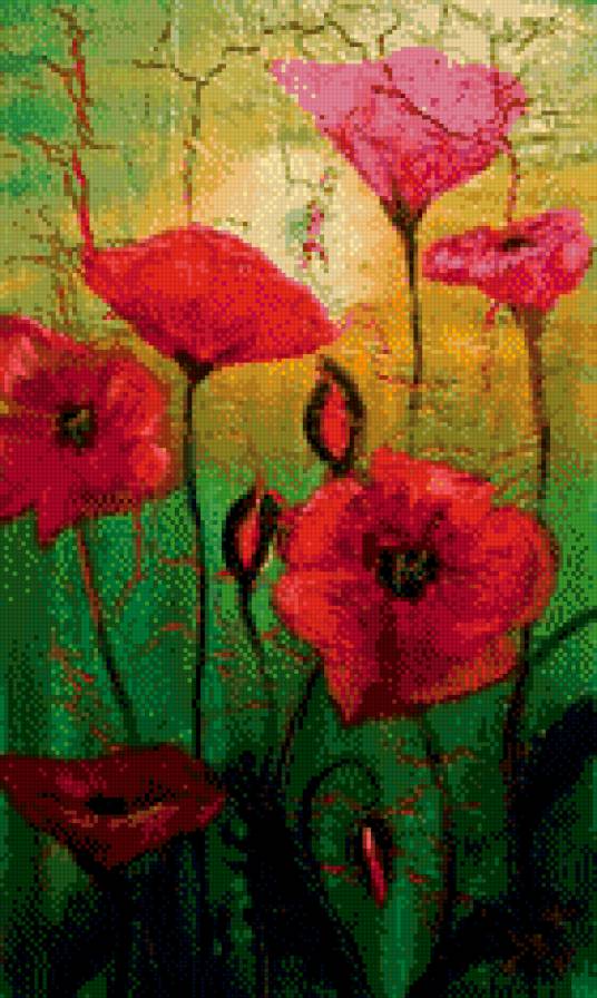 Маки - цветы, искусство, живопись, картина - предпросмотр