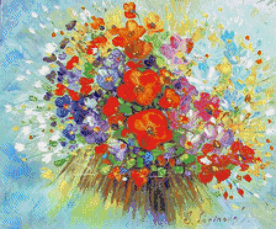 Радостный букет - искусство, картина, цветы, живопись - предпросмотр
