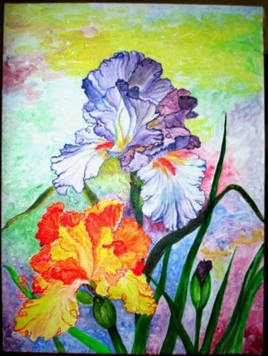 Сладость ирисов - картина, живопись, искусство, цветы - оригинал