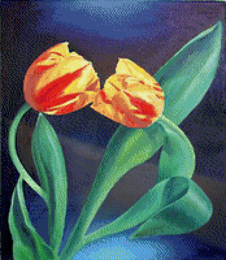 Поцелуй - цветы, картина, живопись, искусство - предпросмотр