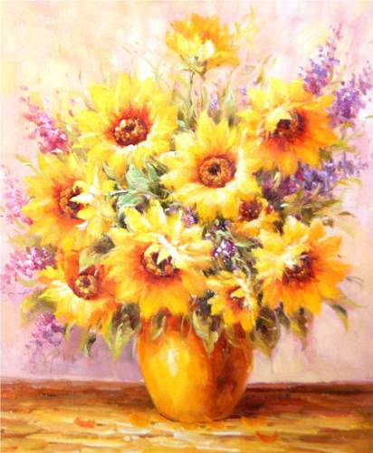 Букет с подсолнухами - картина, живопись, цветы, искусство - оригинал