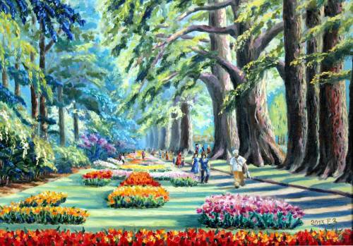 В парке весной - картина, искусство, город, живопись - оригинал