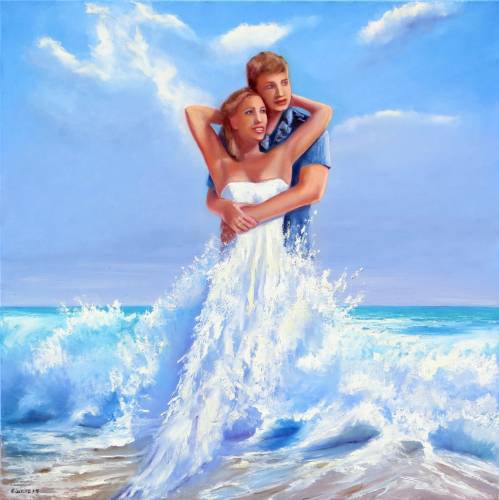 Романтика - любовь, живопись, пара, искусство, картина - оригинал