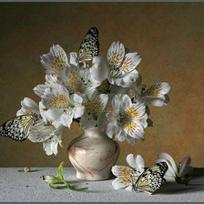 Оригинал схемы вышивки «цветы и бабочки» (№1059255)