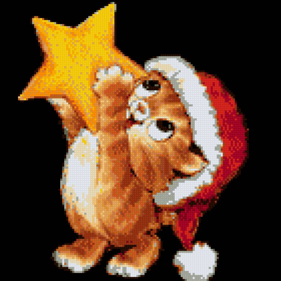 новогодний котик - новый год, котенок, звезда - предпросмотр