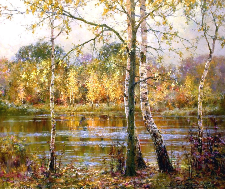 Природа - вода, пейзаж, красота, лес, солнечный день, деревья - оригинал