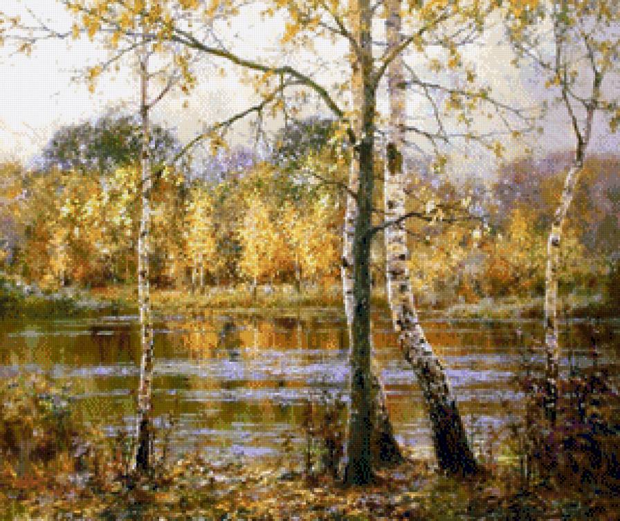 Природа - пейзаж, деревья, вода, солнечный день, красота, лес - предпросмотр