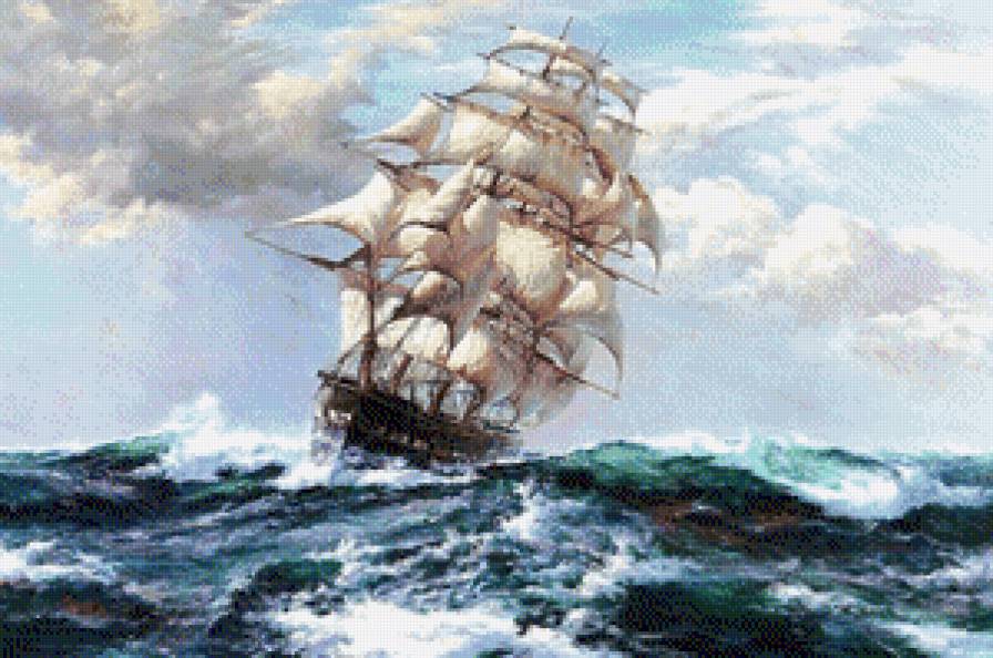 Парусник - красота, море, парусник, морской пейзаж, вода - предпросмотр