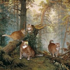 Схема вышивки «Коты в лесу»