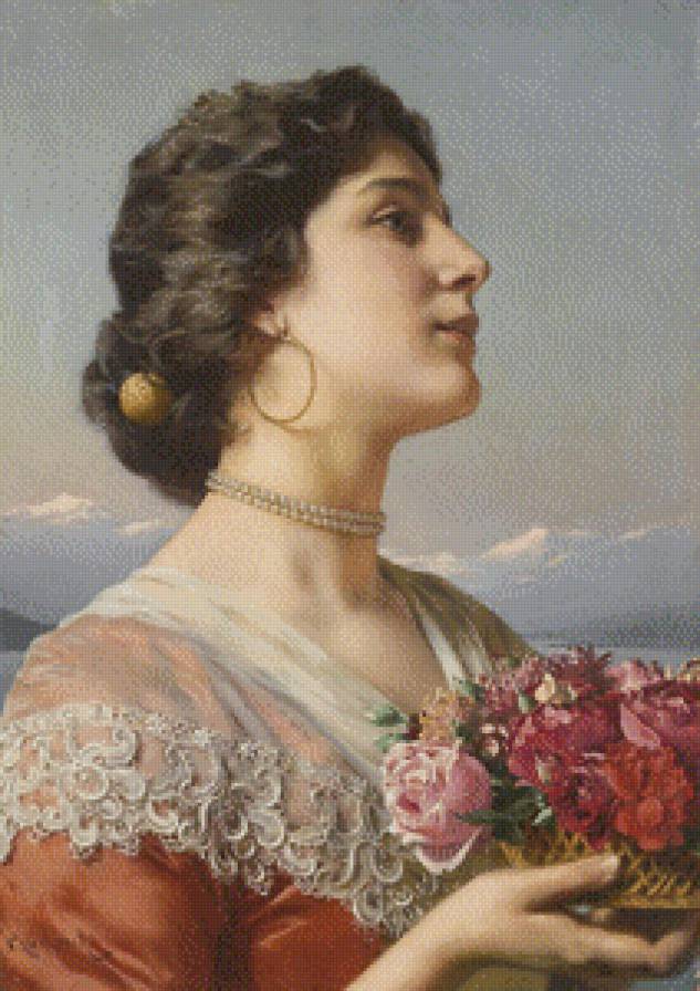 девушка с цветами - девушка, романтика, портрет - предпросмотр