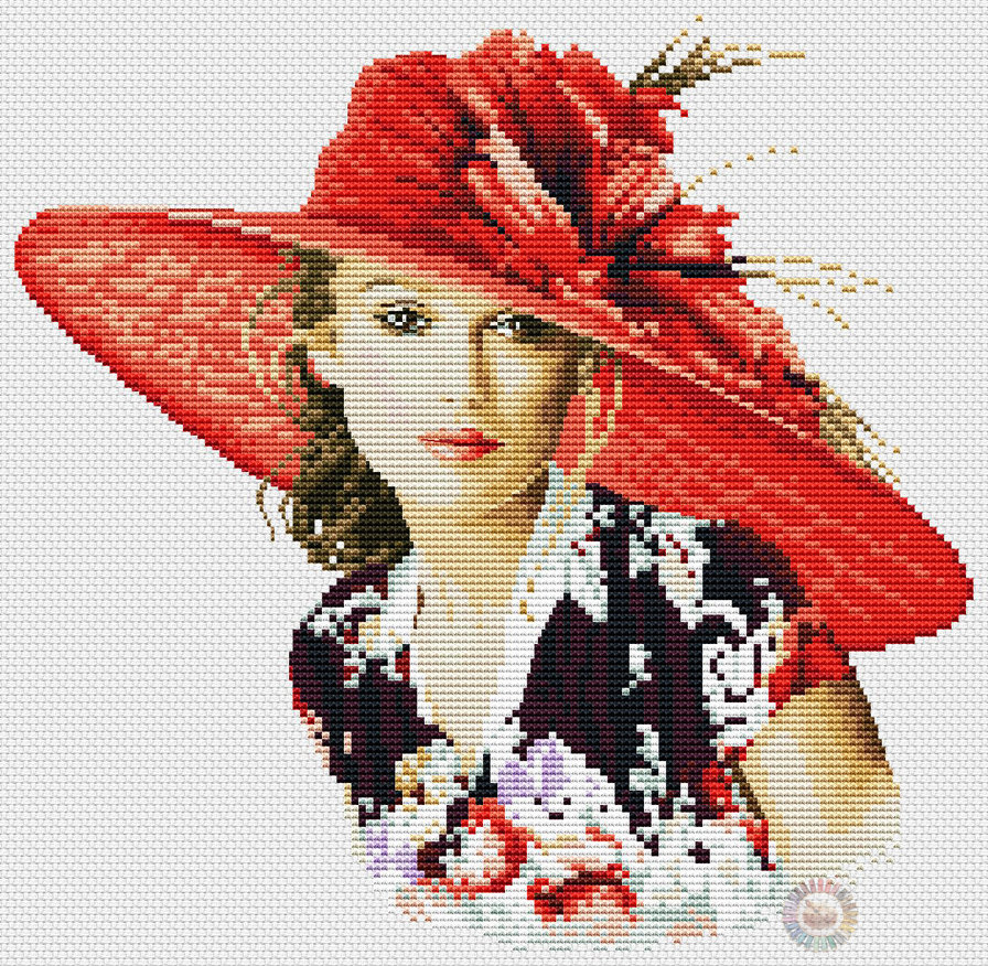 дама в красной шляпе - оригинал