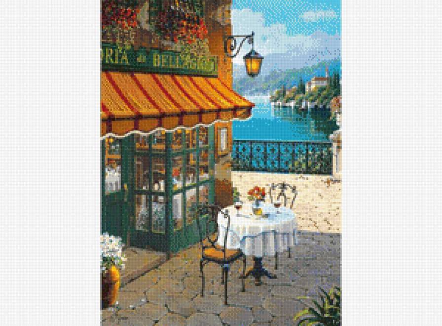 город,кафе - картина, город, улица, городской пейзаж, живопись, люди - предпросмотр