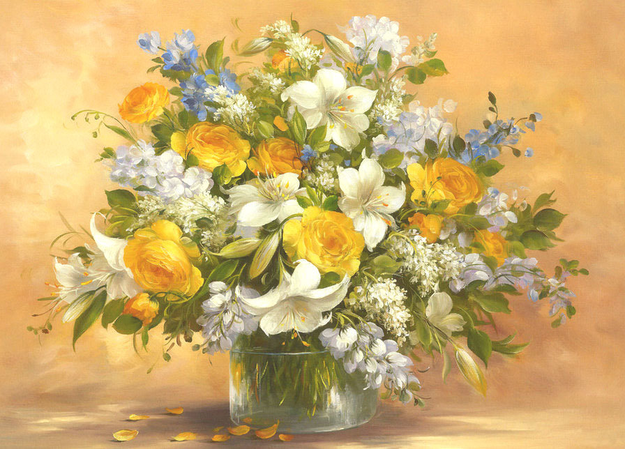 Цветы - живопись, картина, цветы, букет, красота - оригинал