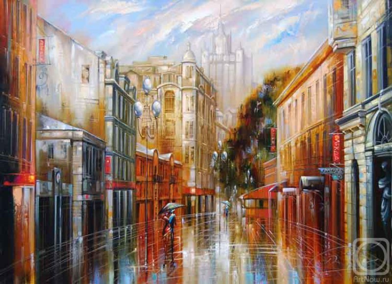дождь в городе - картины художников - оригинал