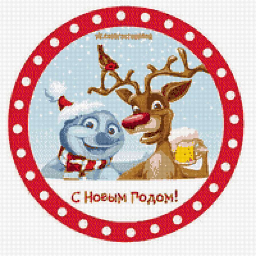 олень и снеговик - снеговик, новый год, олень - предпросмотр