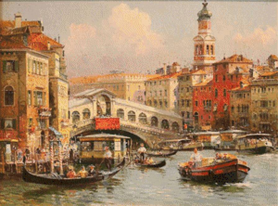 Венеция - улочка. лодка солнечный день, живопись, картина, вода - предпросмотр