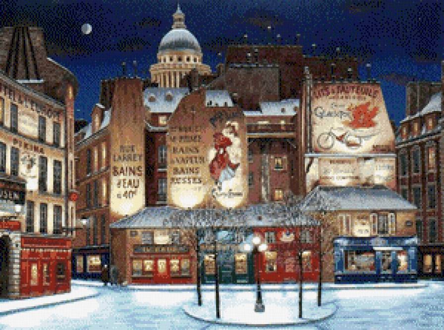 город - люди, вечер, живопись, картина, город, городской пейзаж, улица - предпросмотр