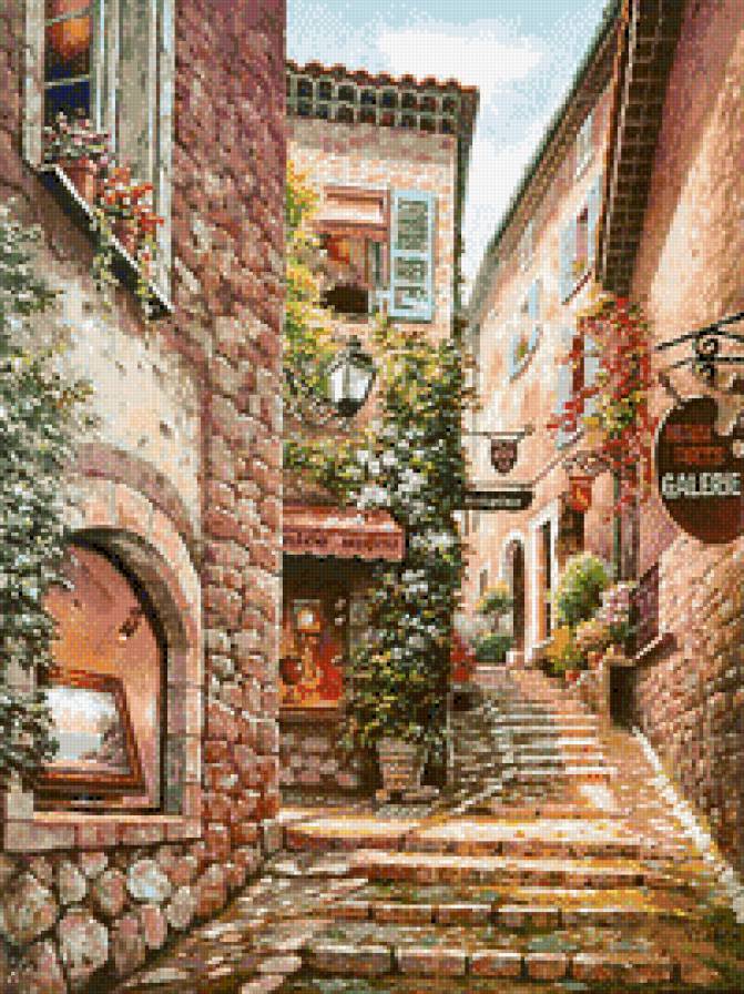 улочка - люди, город, городской пейзаж, живопись, улица, картина - предпросмотр