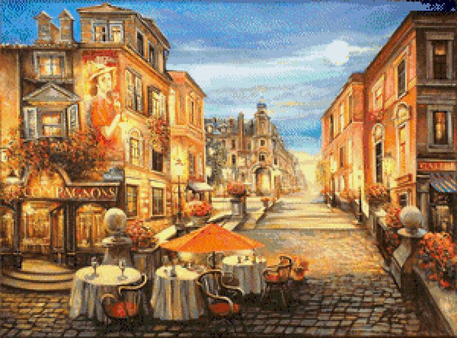 город - город, городской пейзаж, люди, живопись, улица, картина - предпросмотр