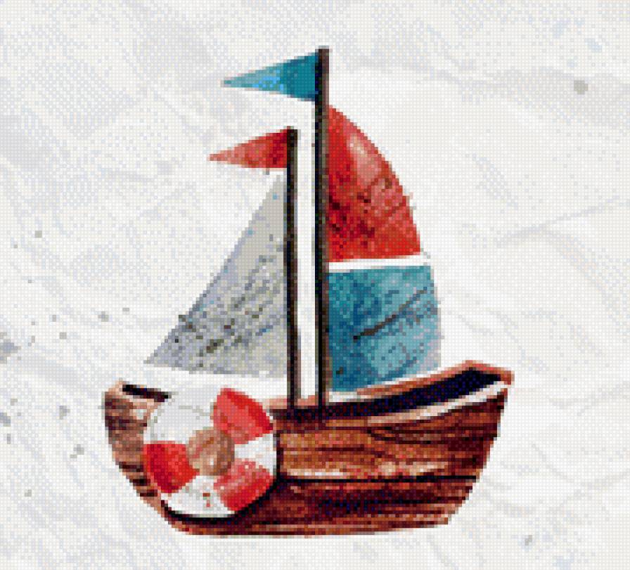 Кораблик - акварель, кораблик - предпросмотр