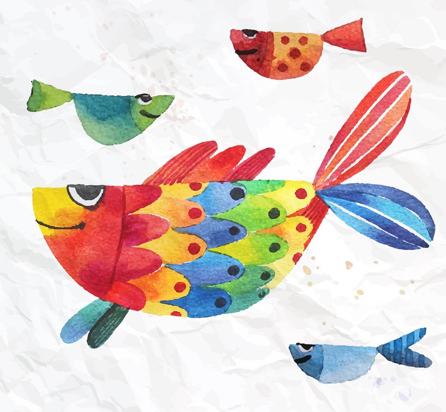 Рыбы - акварель, рыбы - оригинал