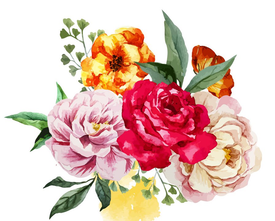 Букет - цветы, акварель, букет - оригинал