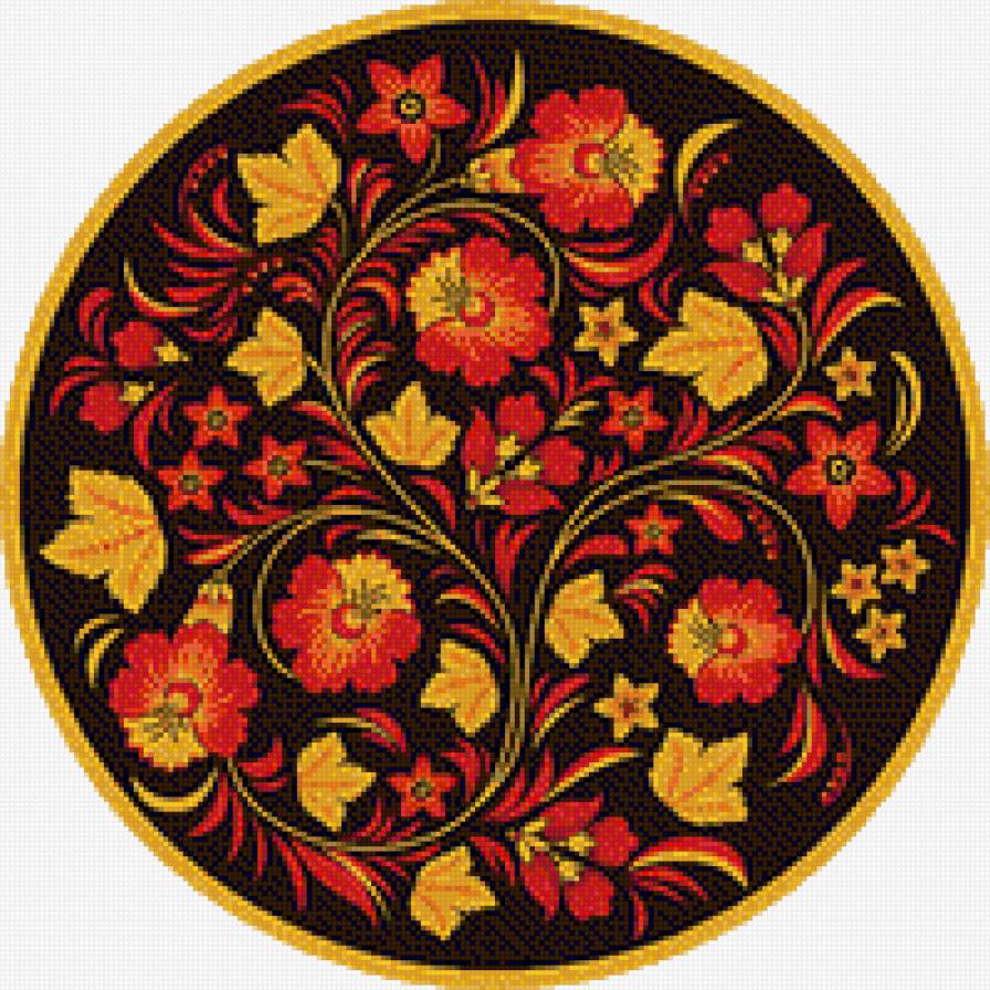 Русские узоры - цветы, хохлома - предпросмотр