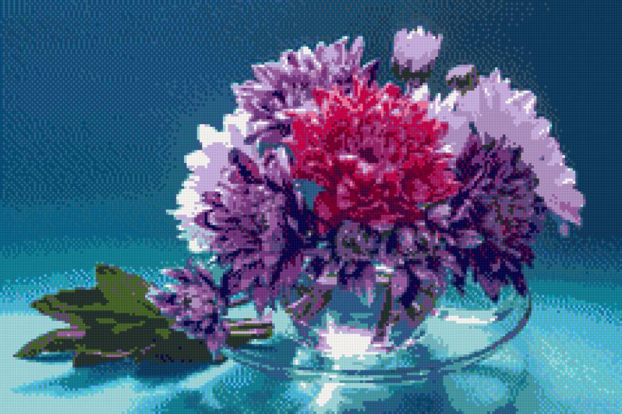 Хризантемы в вазе - хризантемы, натюрморт, цветы - предпросмотр