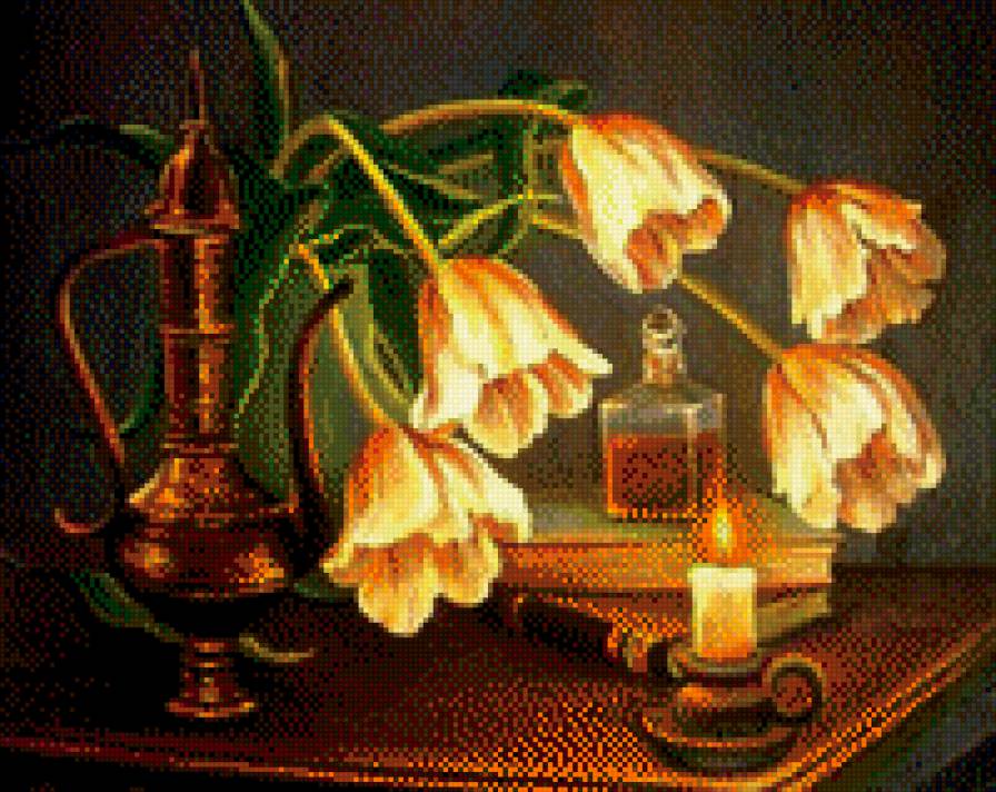 Свеча - цветы, кувшин, свеча - предпросмотр