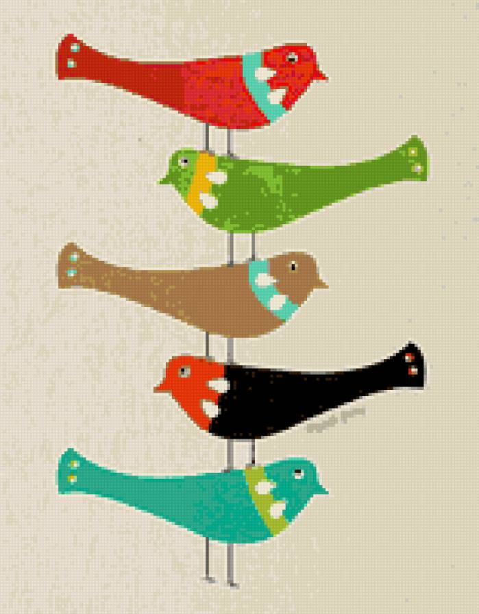Five birds - animal - предпросмотр