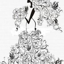 Схема вышивки «silueta novia vestido flores»