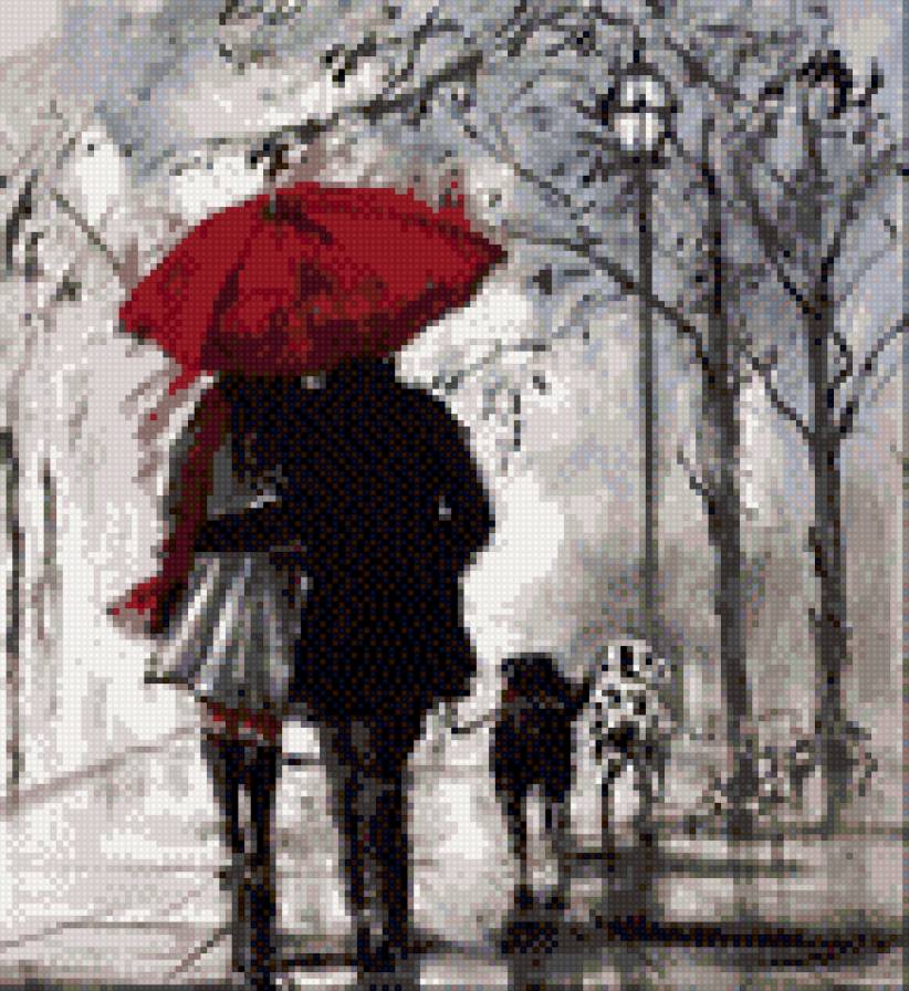 Пара под зонтом - пара, дождь, зонт - предпросмотр