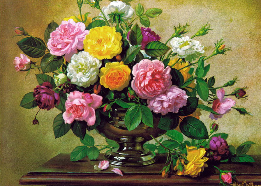 Альберт Вильямс 6 - натюрморт, розы, картина, цветы, красота, живопись - оригинал