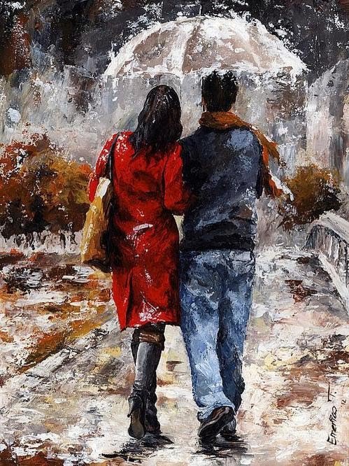 пара под дождем - пара, любовь, женщина, дождь, мужчина - оригинал