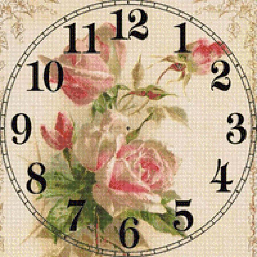 часы - циферблат часы розы время - предпросмотр